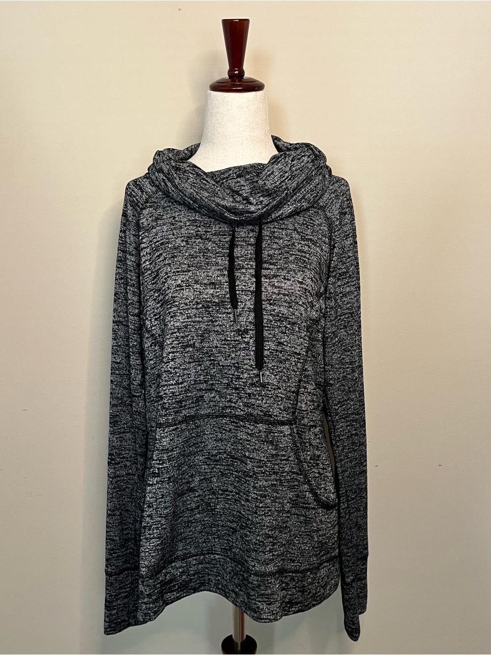 Reebok Black Heather Funnel Neck Pullover